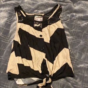 Nwt Striped lease crop top front knot tie